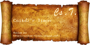 Csikár Timon névjegykártya
